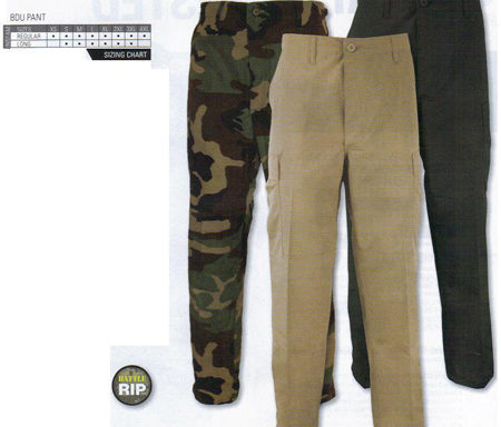 Propper Ripstop BDU Pants (woodland camo, black, blue, olive green, khaki, multi camo, urban)