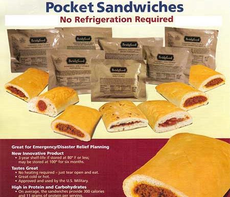 Bridgeford pocket sandwiches/ 3 yr shelf life.