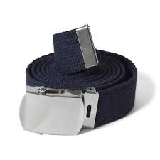 Web Belt Blue with a Silver Buckle
