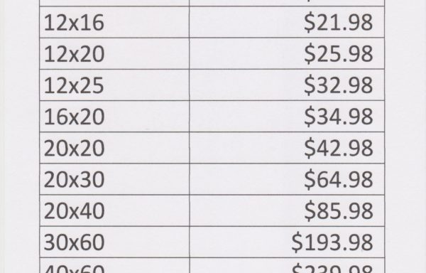 Poly Tarp Size & Price Chart